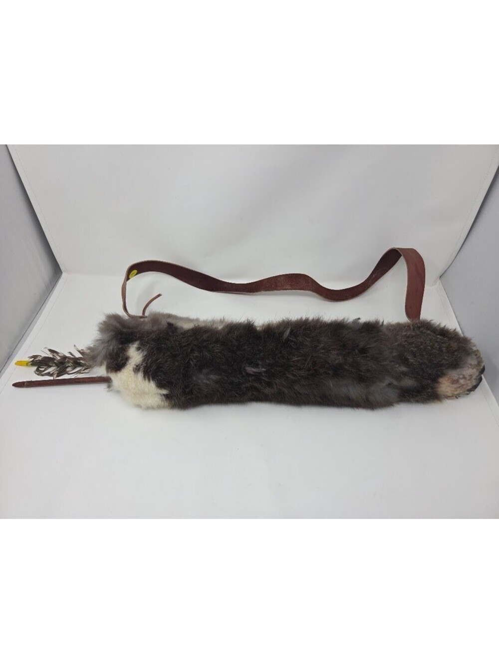 Vintage Fur Quiver With Leather Strap Feather Arrow Holder Rustic 30in